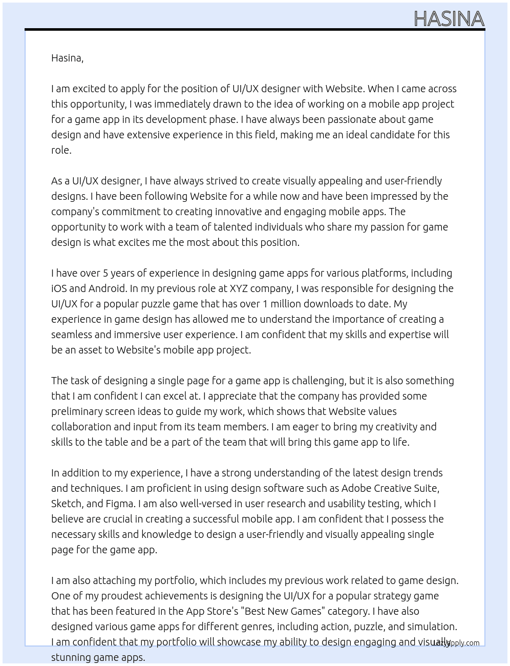We are seeking a skilled UI/UX designer for a mobile app project. The task involves designing a single page for a game app that is still in the development phase. I will provide additional information and some preliminary screen ideas to guide your work.  You have proven experience in designing game apps.  Please share your previous work related to game design along with your application. At website Cover Letter