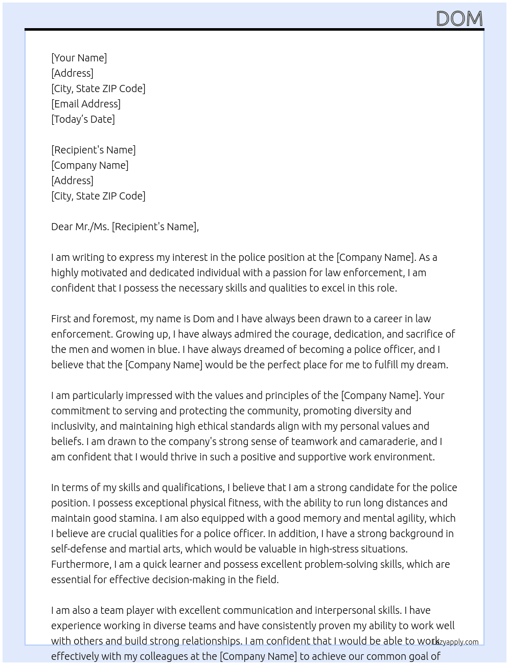 police  At police department  Cover Letter