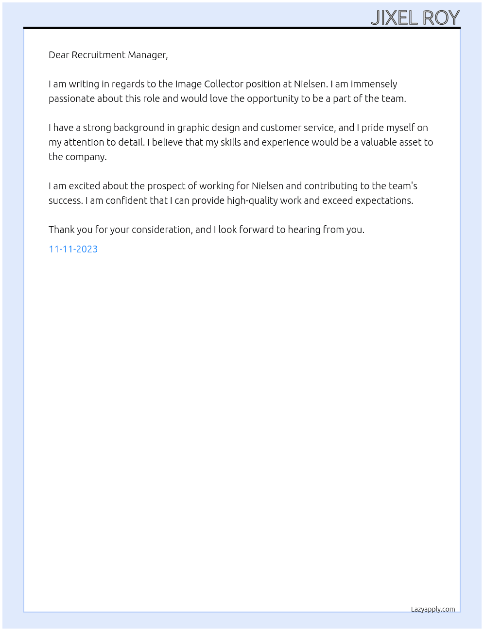 Image Collector At Nielsen Cover Letter