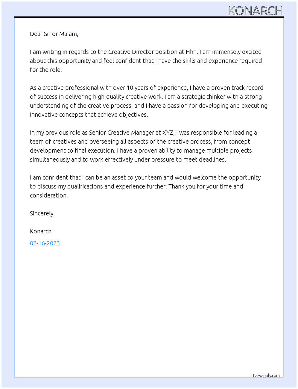 Creative Director At Hhh Cover Letter