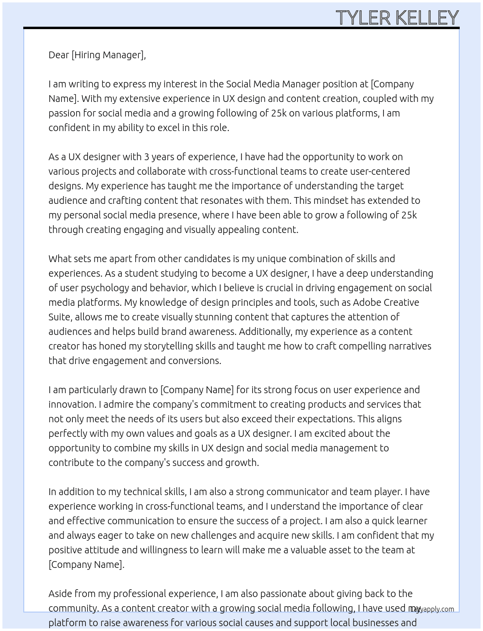 Social Media Manager At Social Media Manager Cover Letter