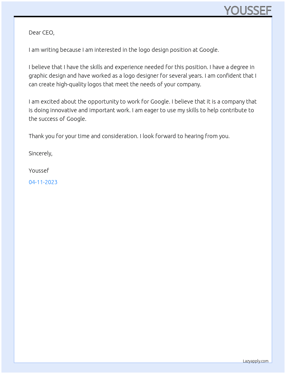 logo design At google Cover Letter