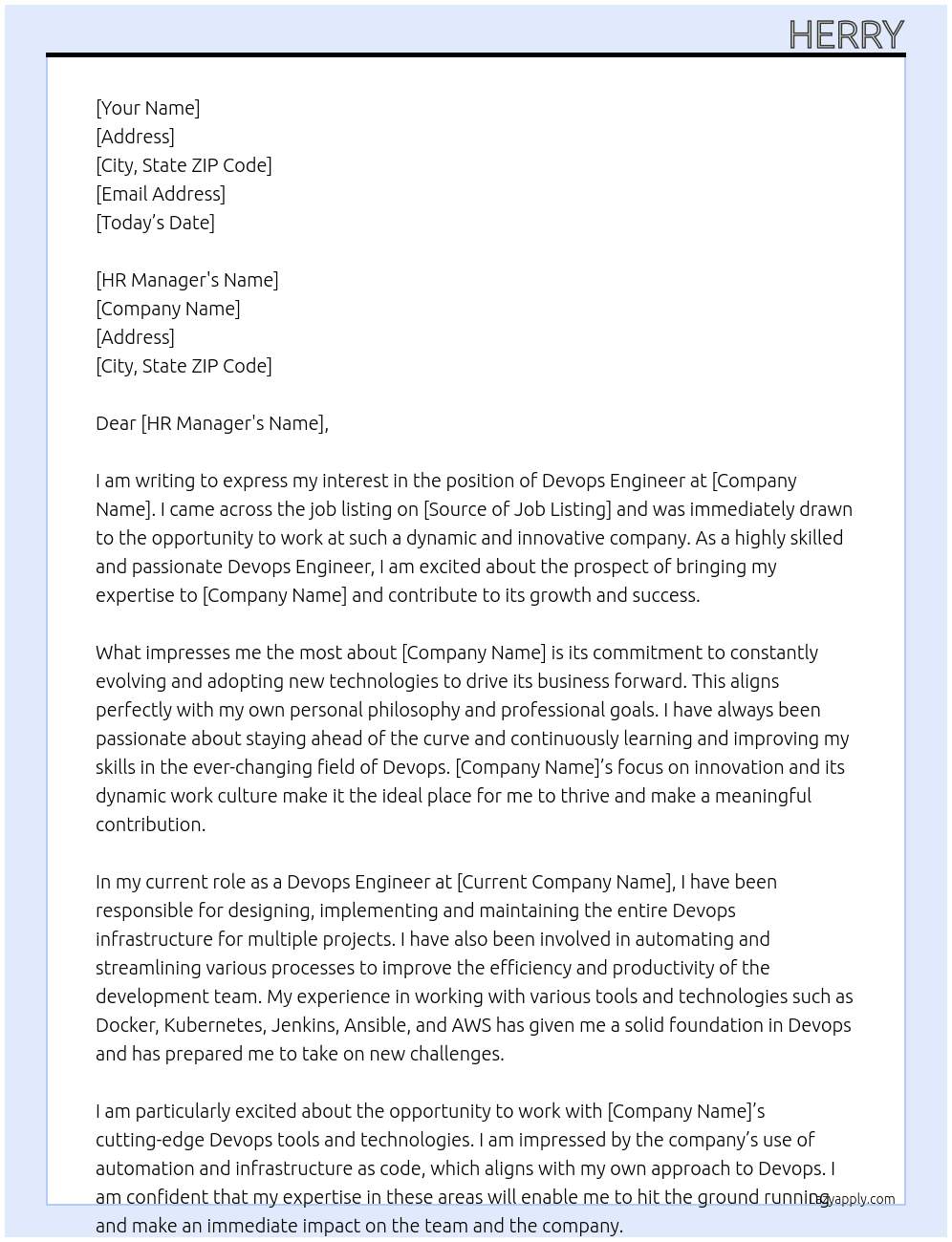 Devops Engineer At testman Cover Letter