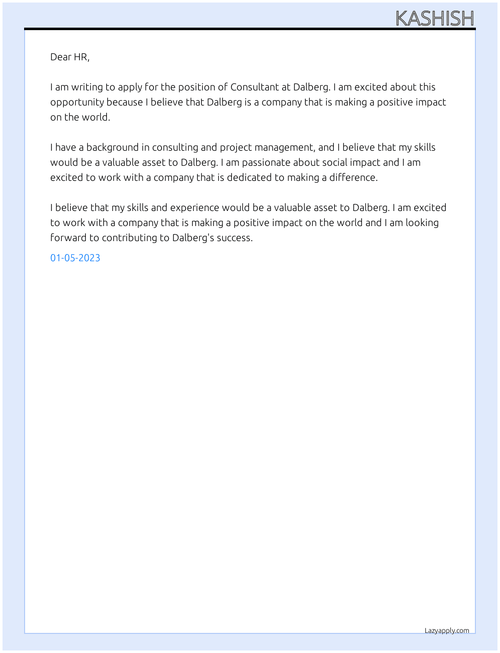 Consultant At Dalberg Cover Letter