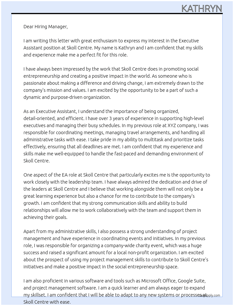 EA At Skoll Centre Cover Letter