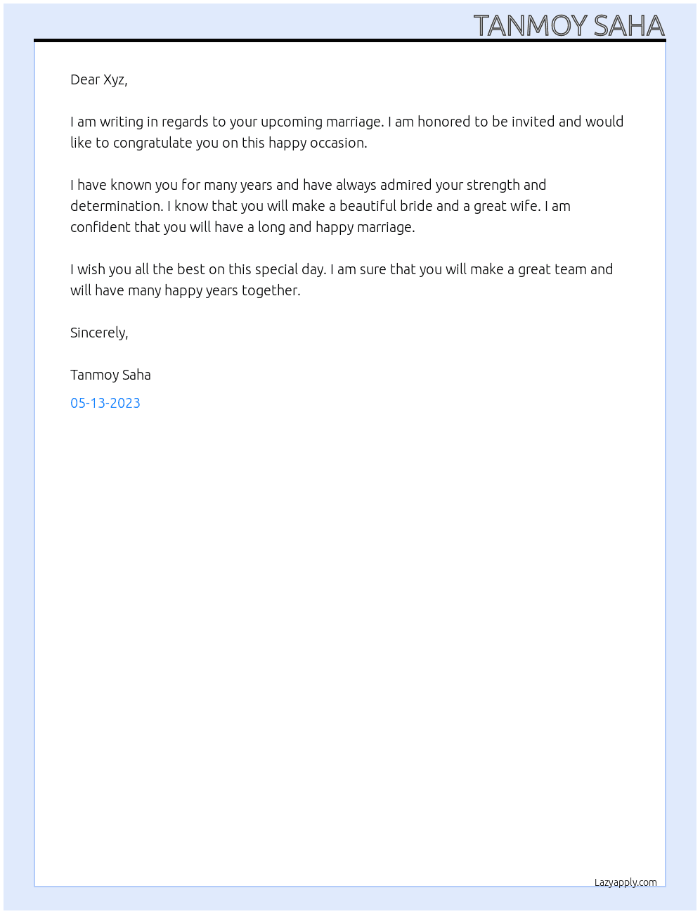 Marriage invitation At marriage Cover Letter