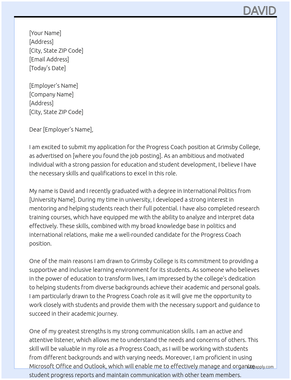 Progress Coach At Grimsby College Cover Letter
