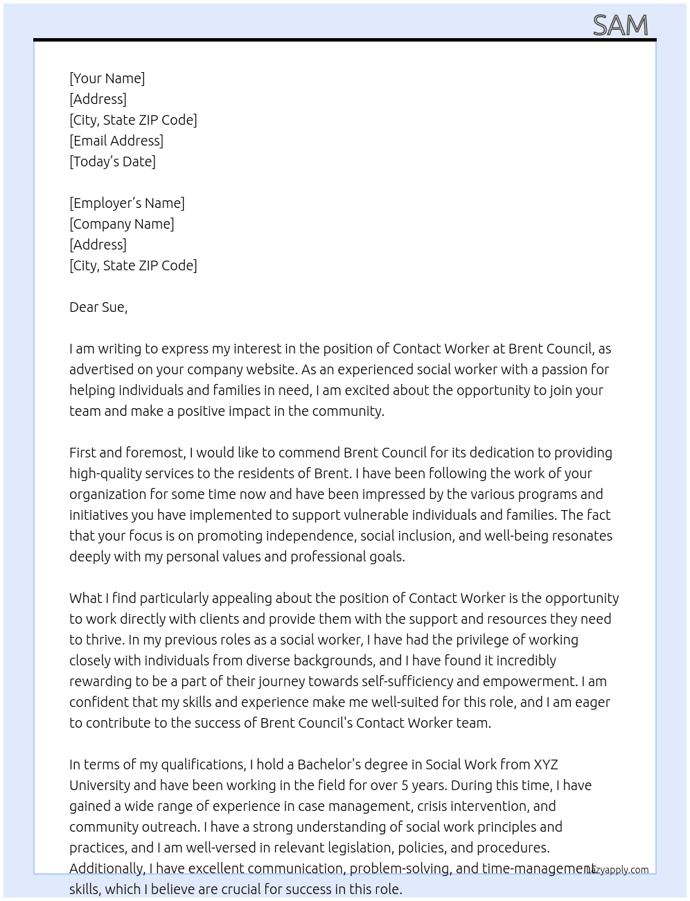 Cover letter for contact worker - LazyApply