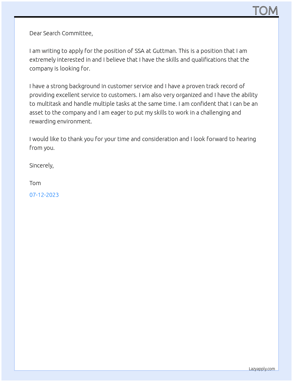 SSA At guttman Cover Letter