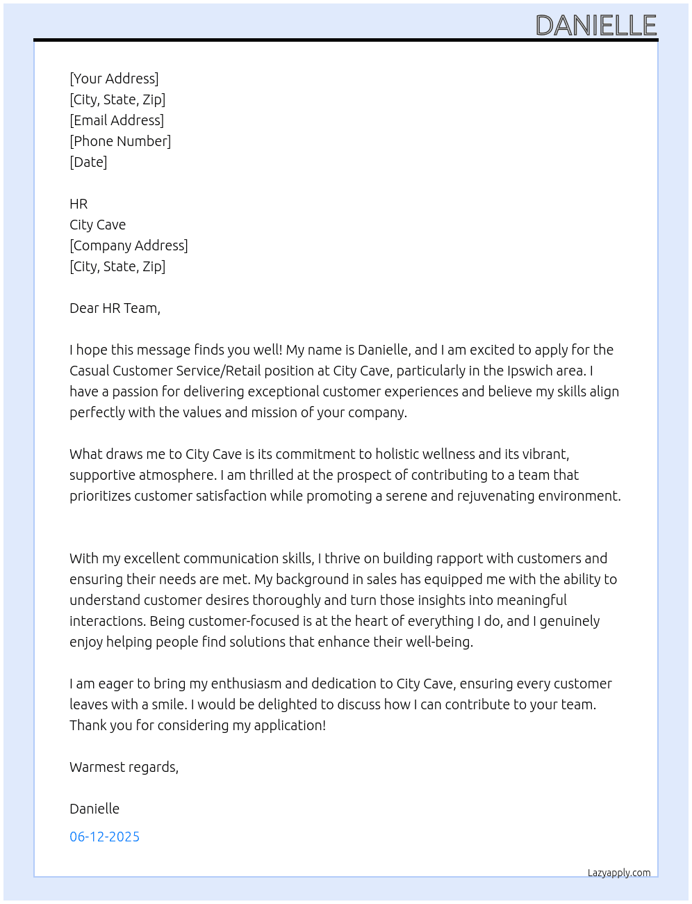 Customer service/retail At City Cave Cover Letter