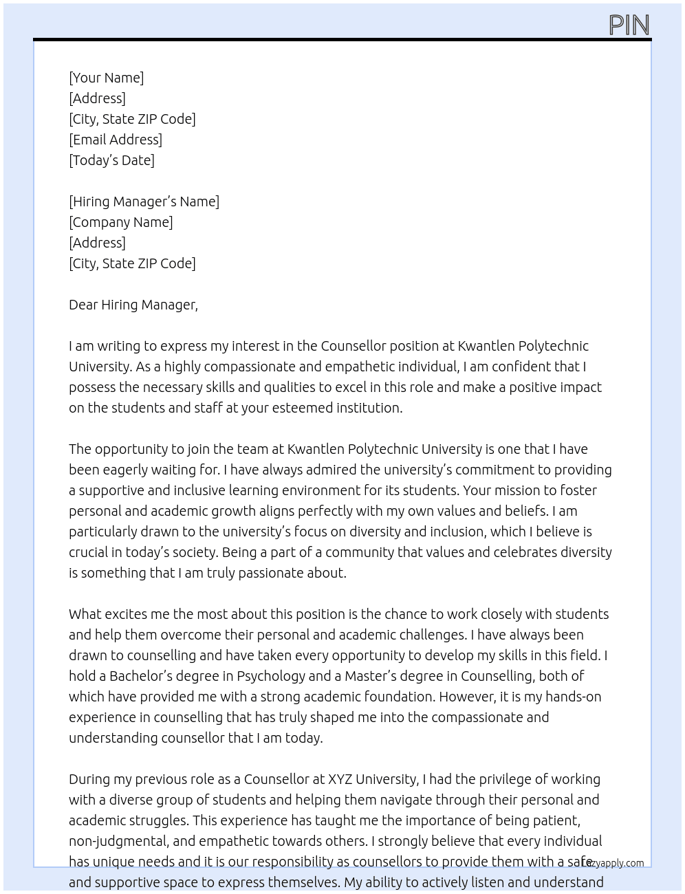 Counsellor  At Kwantlen Polytechnic University Cover Letter