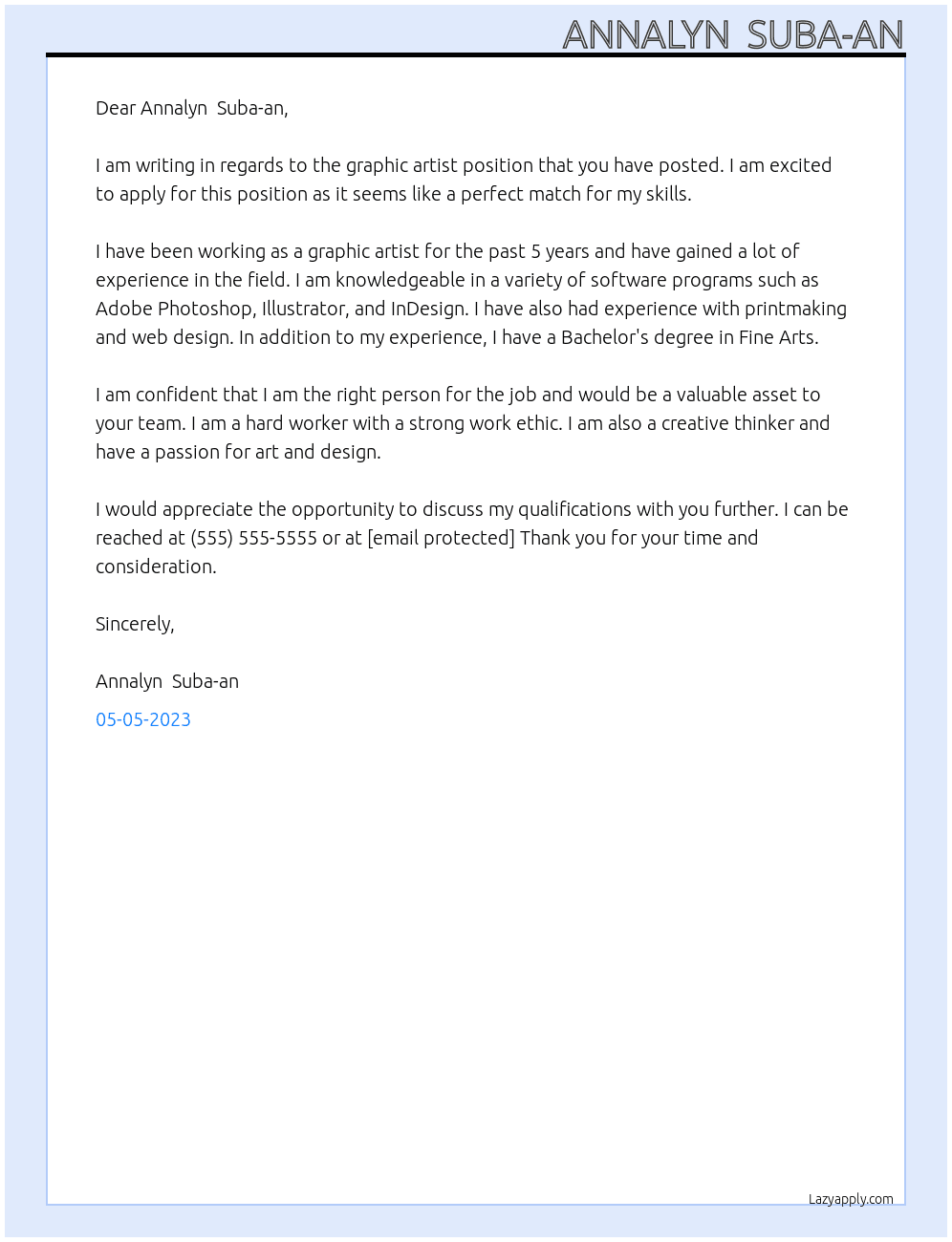 graphic artist At Annalyn  Suba-an Cover Letter