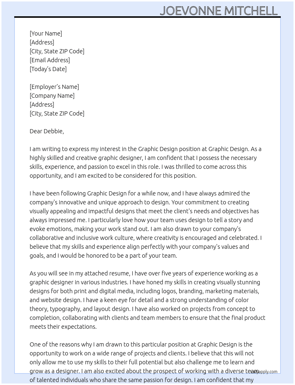 Graphic design  At Graphic Design Cover Letter