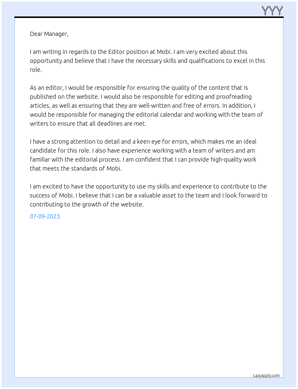 Editor At Mobi Cover Letter