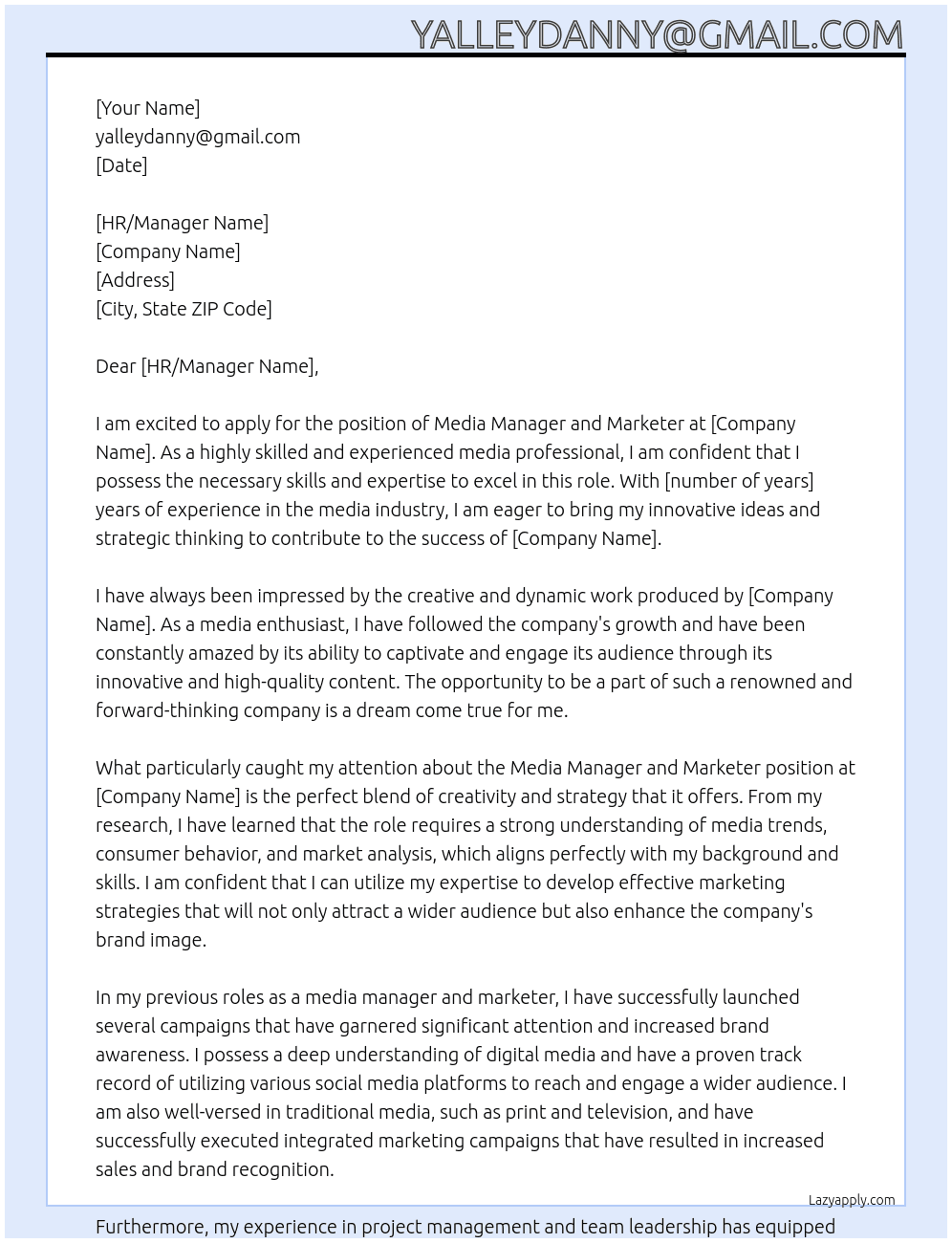 Media manager and marketer At production.Irokko Cover Letter
