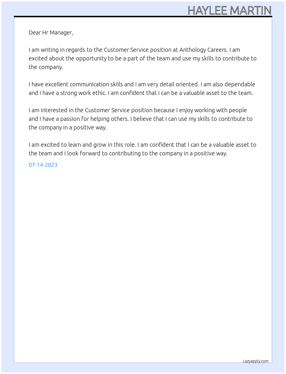 Customer Service At Anthology Careers Cover Letter