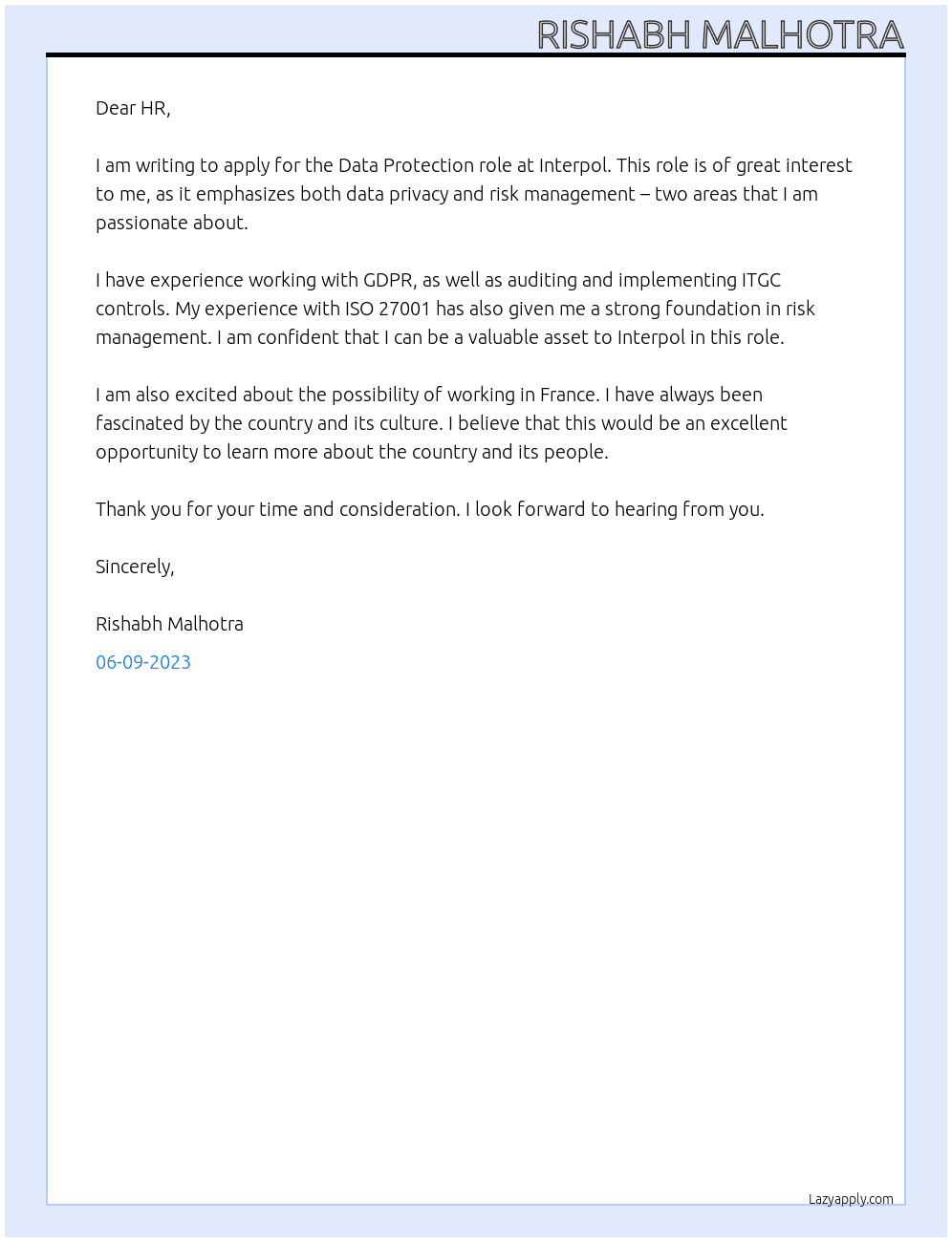  Data Protection At Interpol Cover Letter