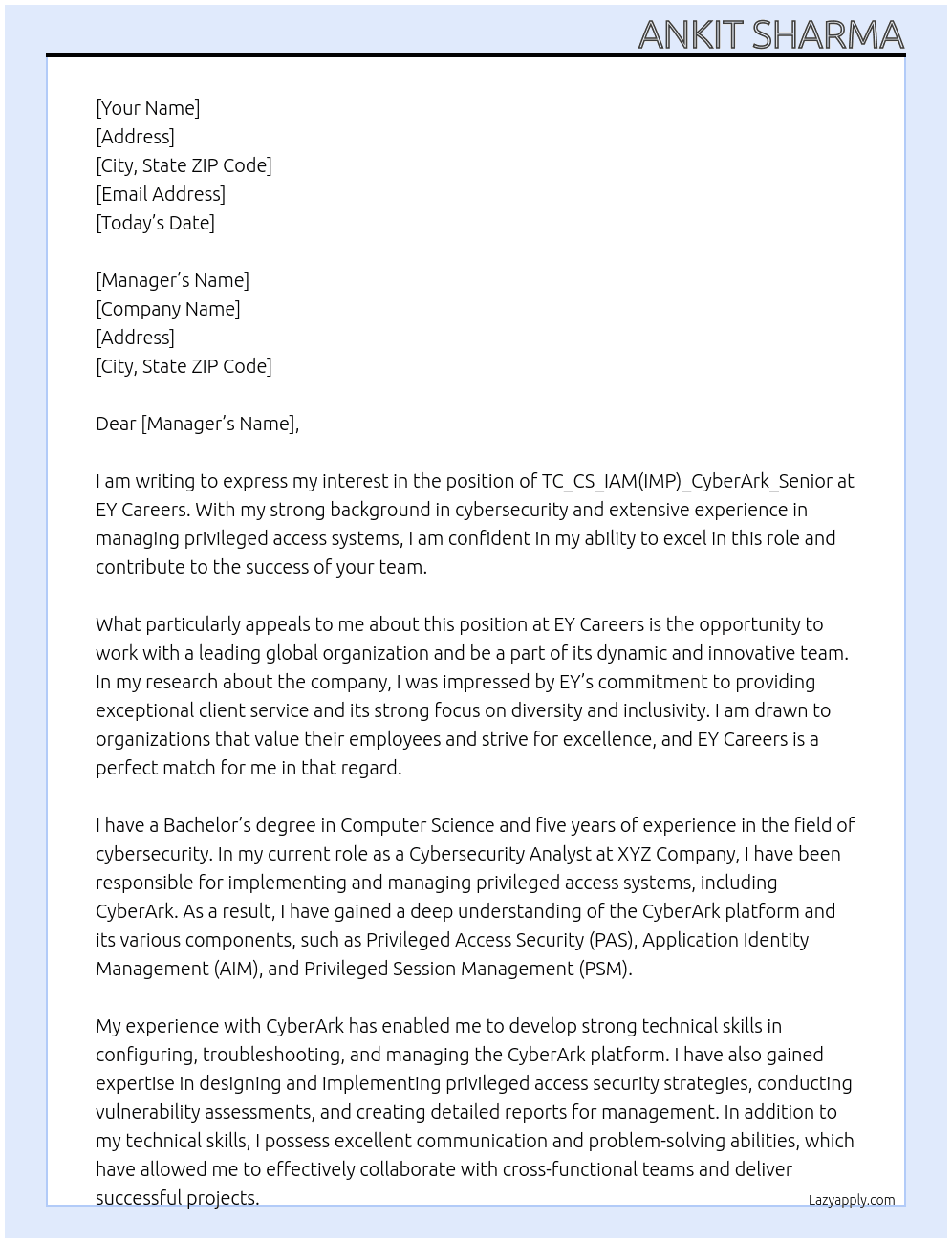 TC_CS_IAM(IMP)_CyberArk_Senior At EY Careers  Cover Letter