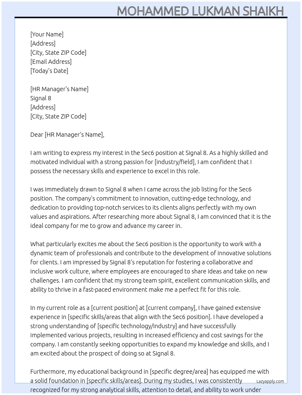 Sec6 At Signal 8 Cover Letter