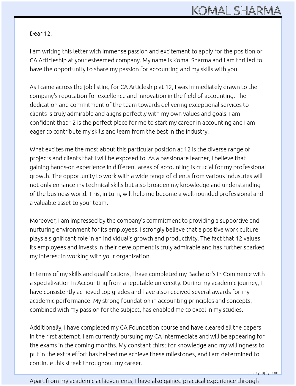 CA ARTICLESHIP At 12 Cover Letter