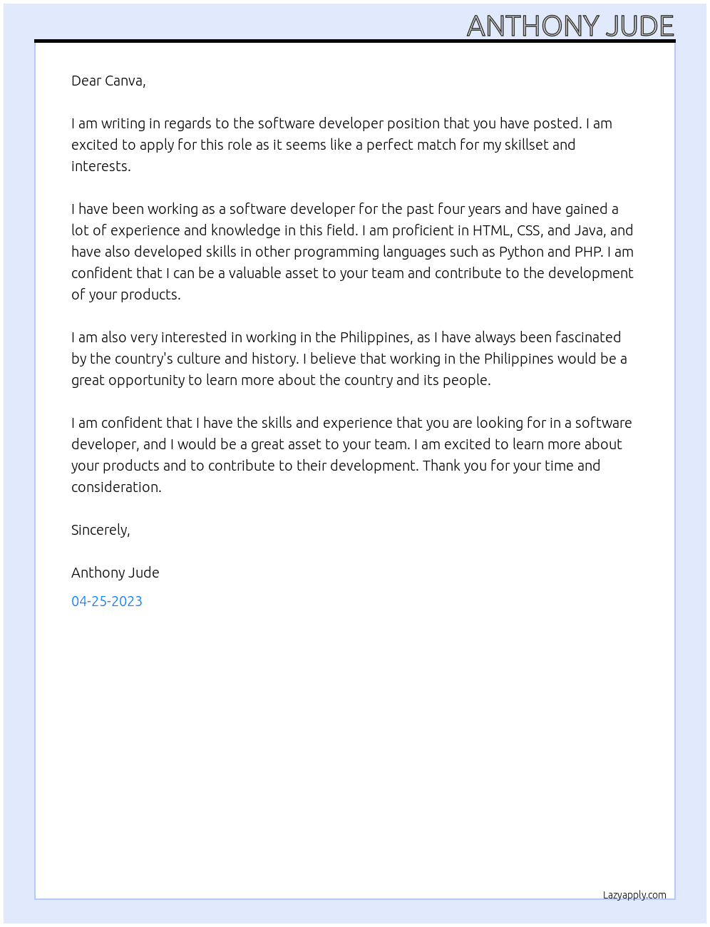 Software developer At Tiktok Cover Letter