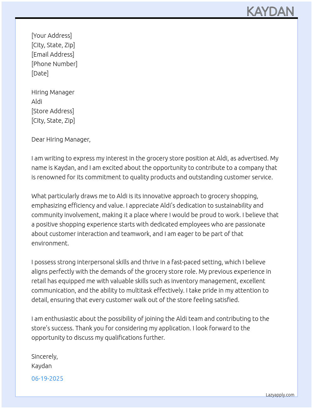 Cover letter for grocery store - LazyApply
