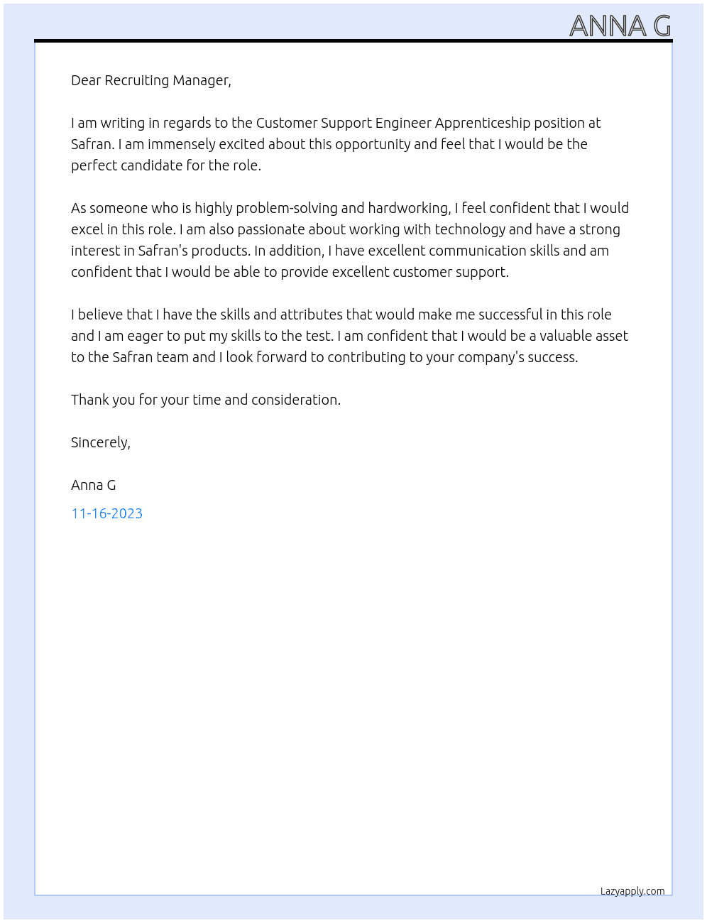 Customer Support Engineer Apprenticeship At Safran Cover Letter