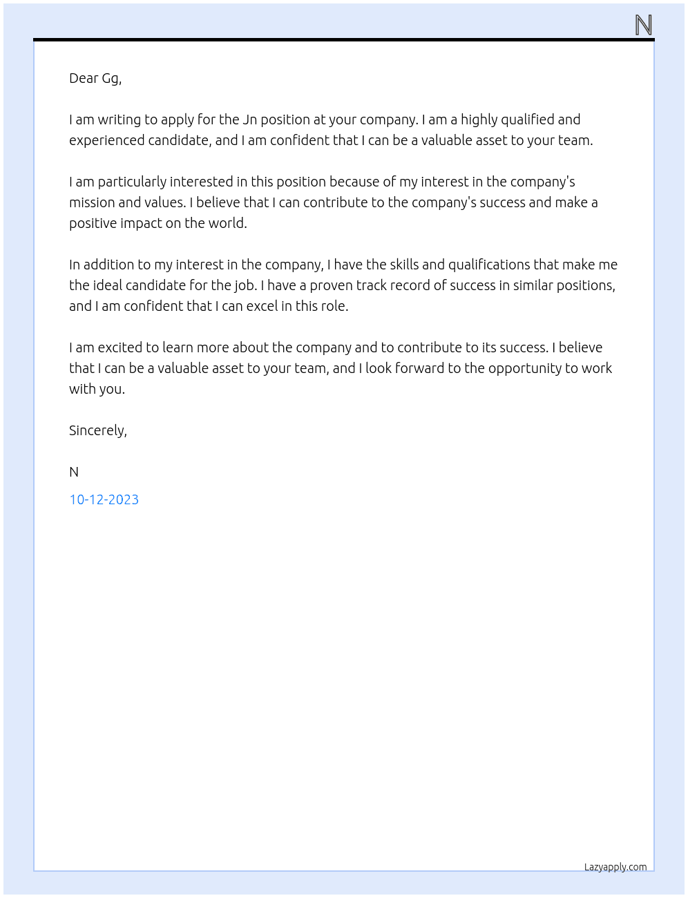 Jn At Gg Cover Letter