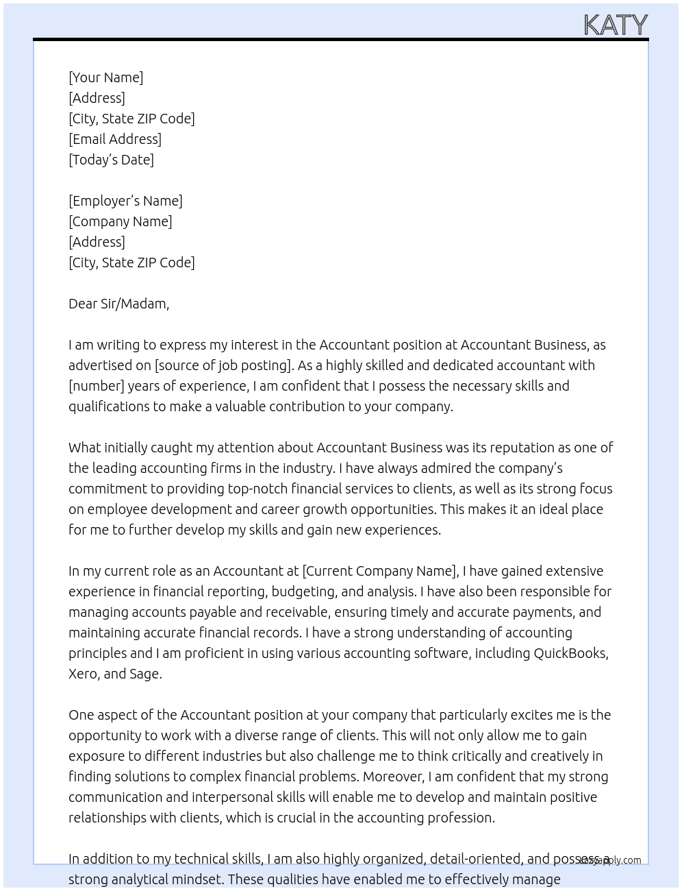 accountant At accountant business Cover Letter