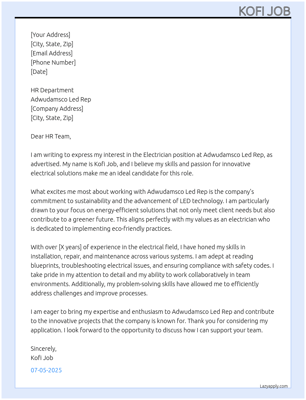 Elecricia At Adwudamsco Led Rep Cover Letter
