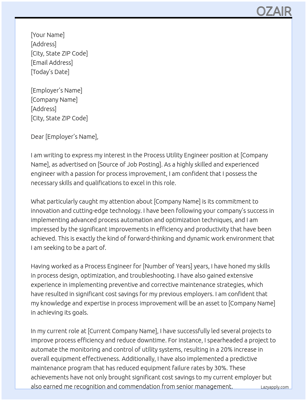Process Utility Engineer At northvolte Cover Letter