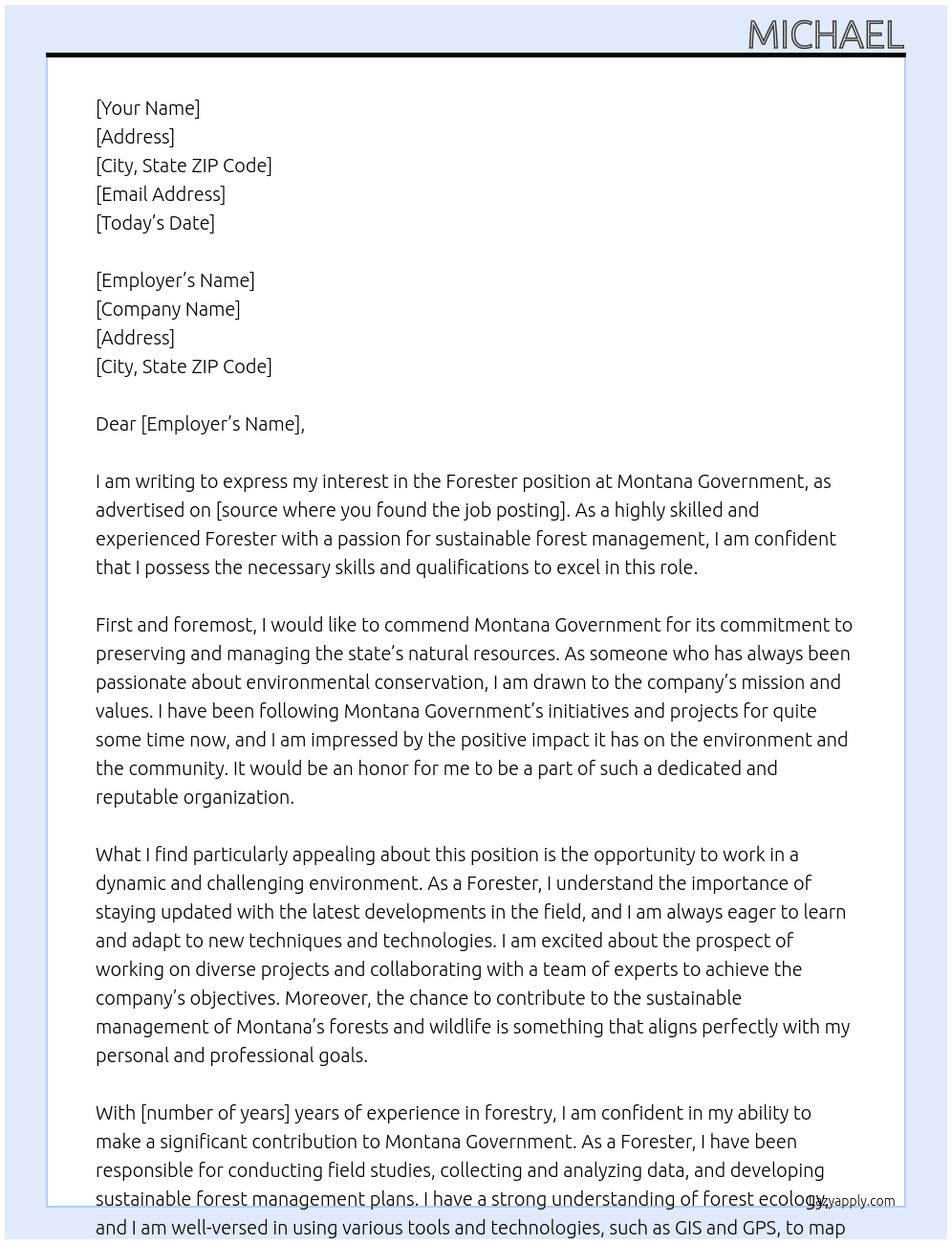 Cover letter for forester - LazyApply