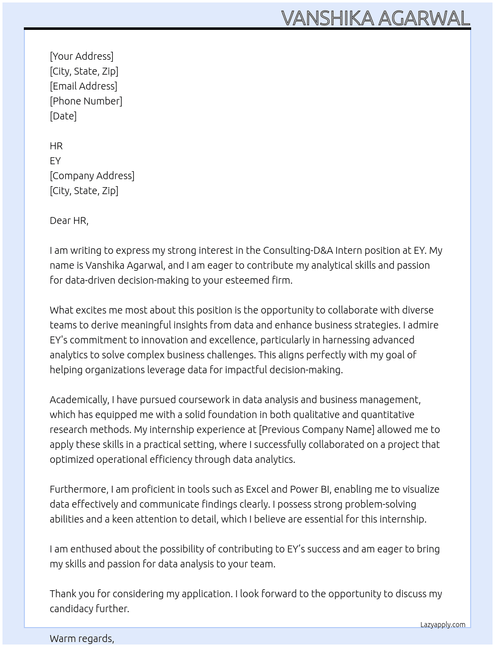 Cover letter for consulting-d and a-intern - LazyApply