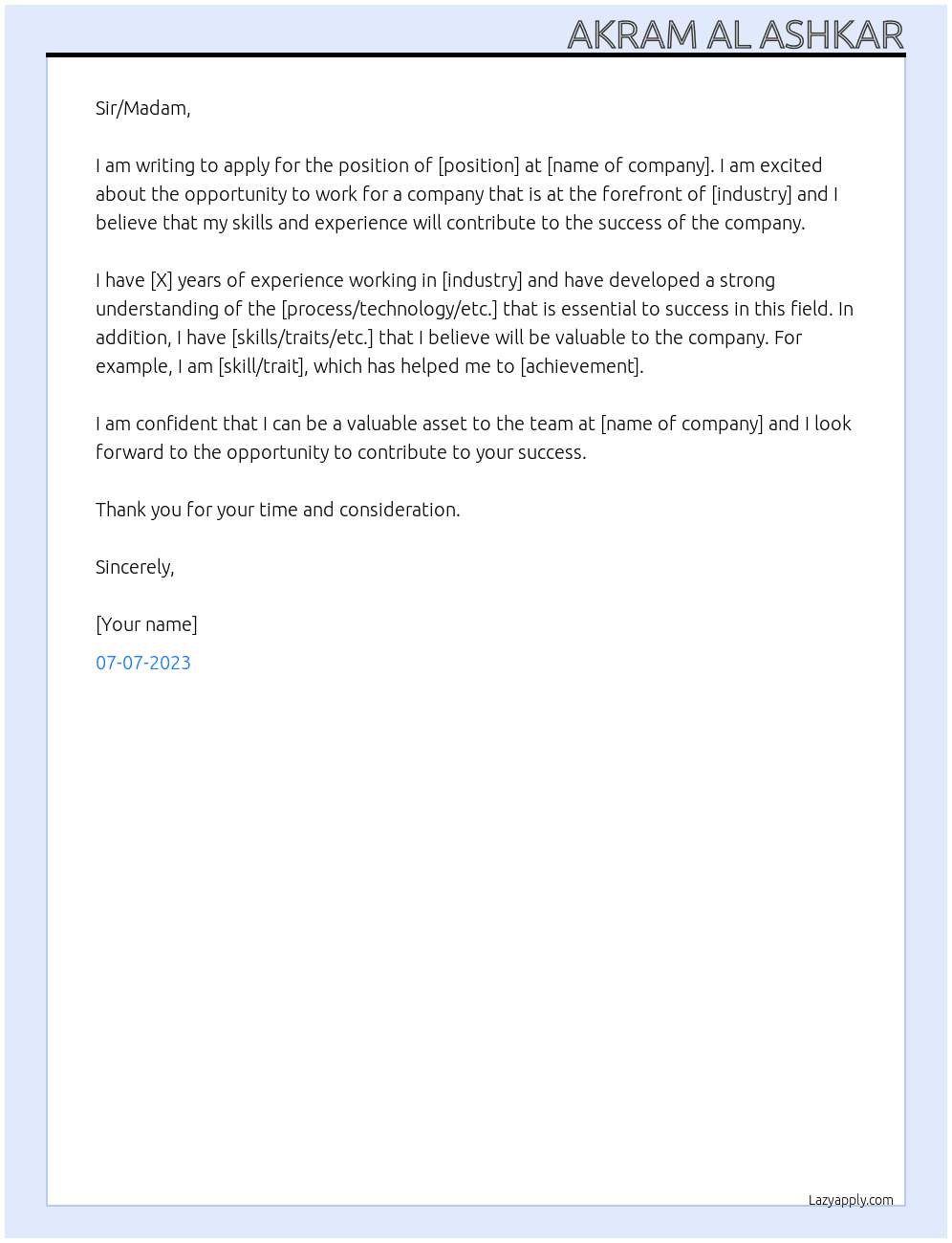 Any At EPTALEX Cover Letter