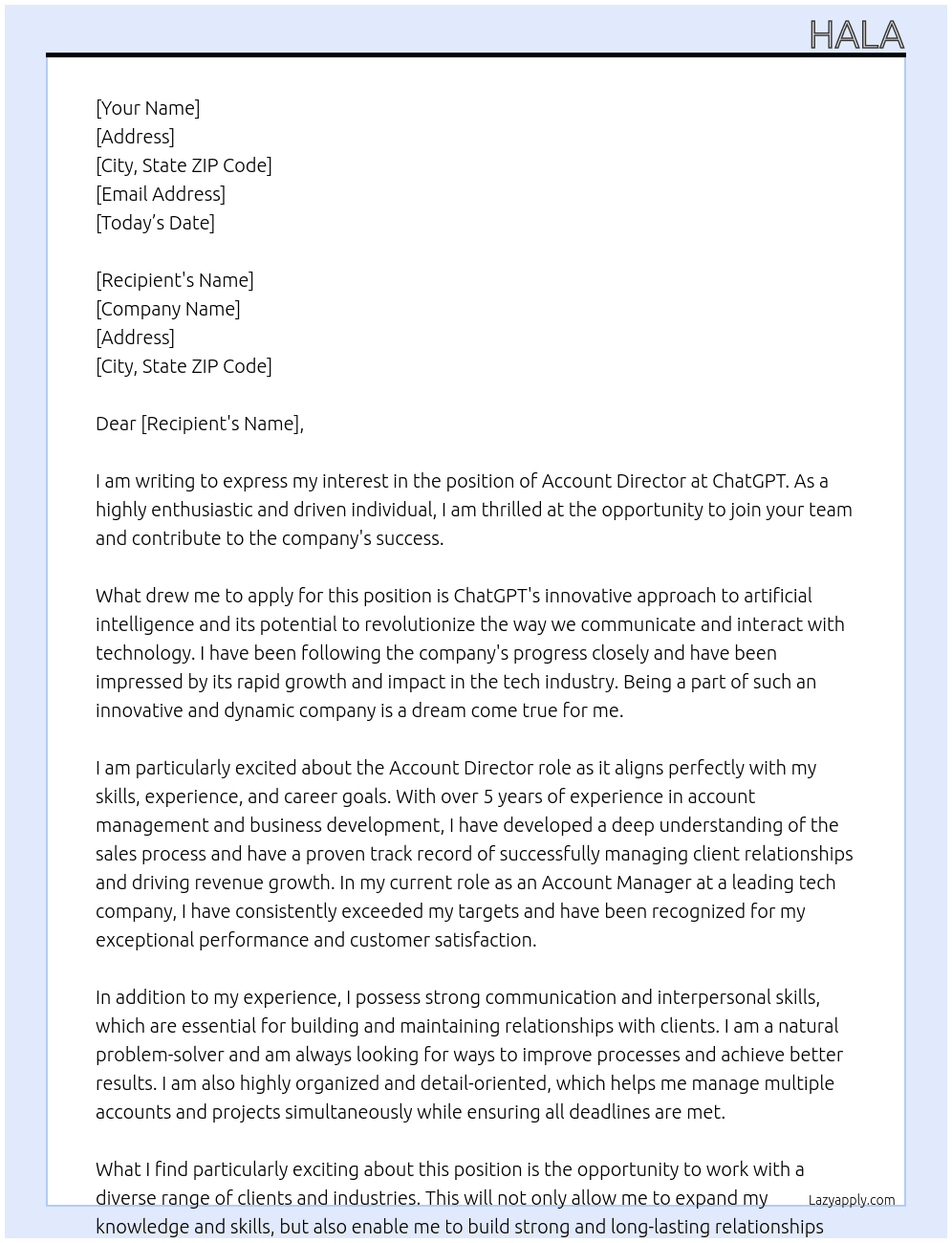 Account Director At ChatGPT  Cover Letter
