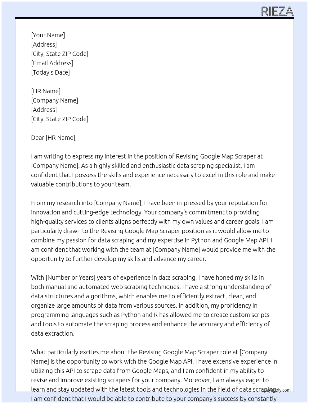 Revising Google Map Scraper At Ronin Cover Letter