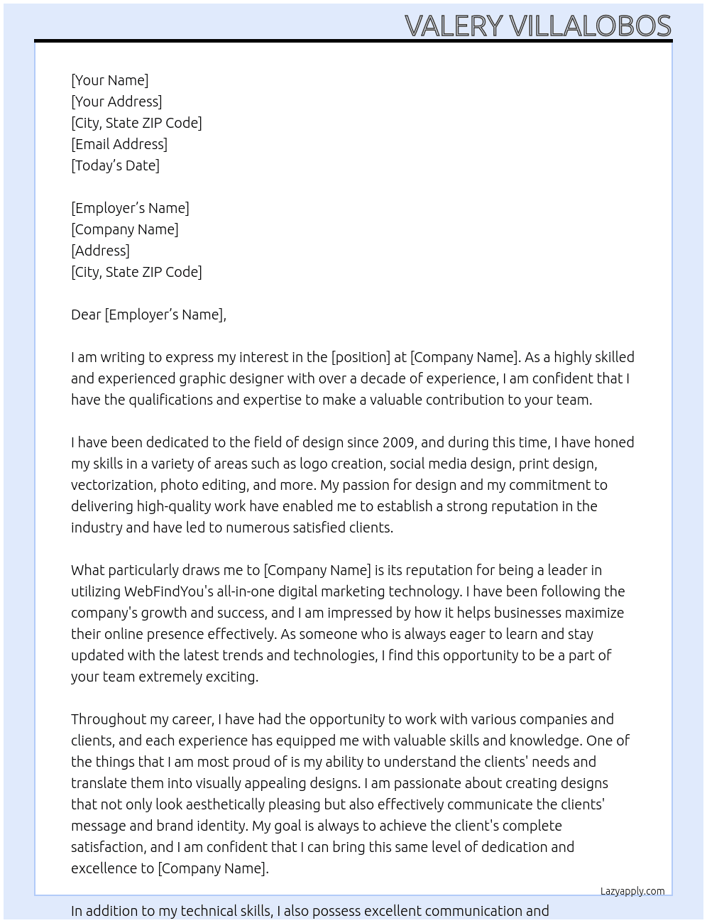 experiencia laboral  At WebFindYou Cover Letter