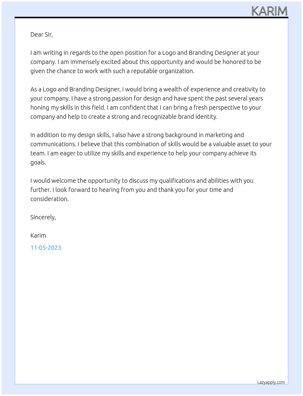 Logo and Branding Designer At new bookstore Cover Letter