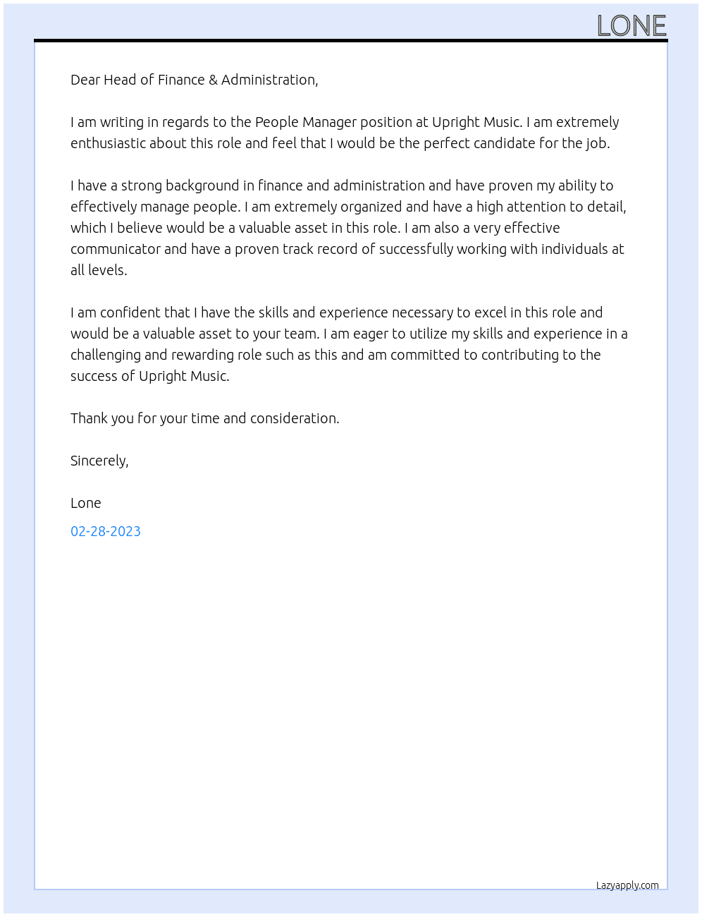 People Manager At Upright Music Cover Letter