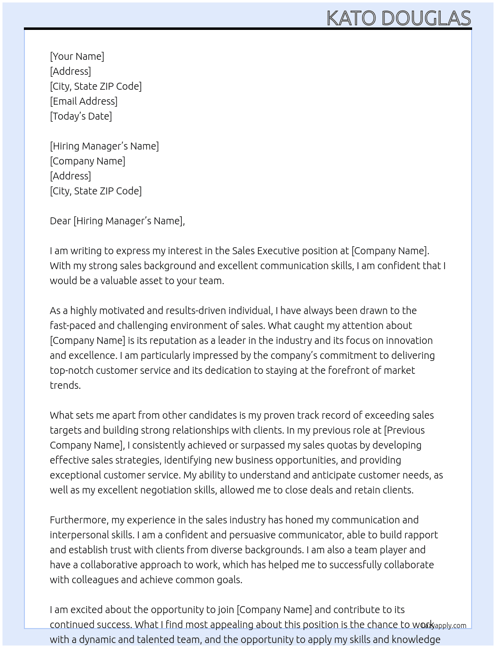 sales exectuive At sales exective Cover Letter