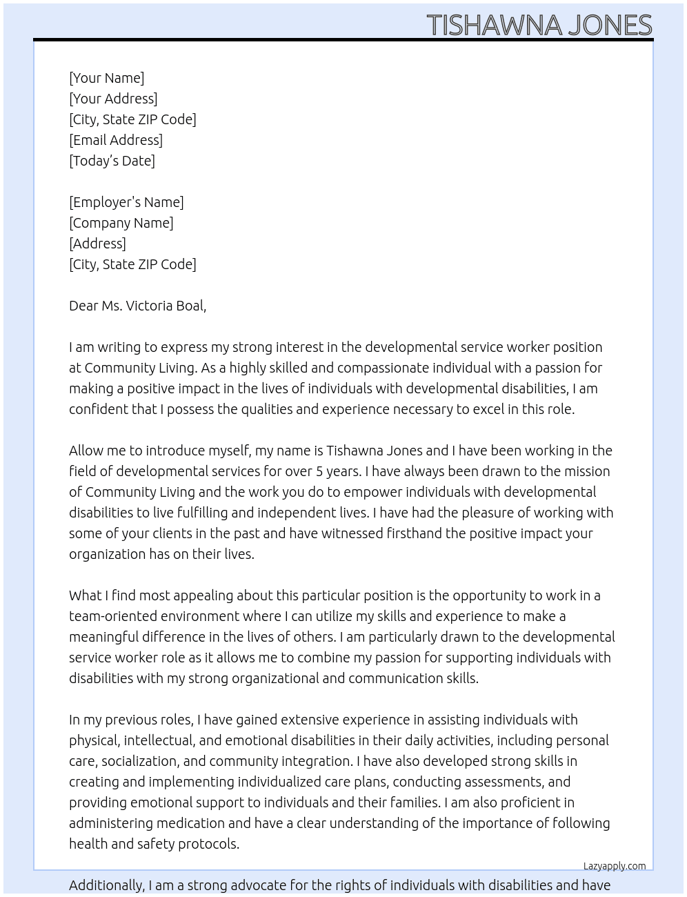 Cover letter for developmental service worker - LazyApply