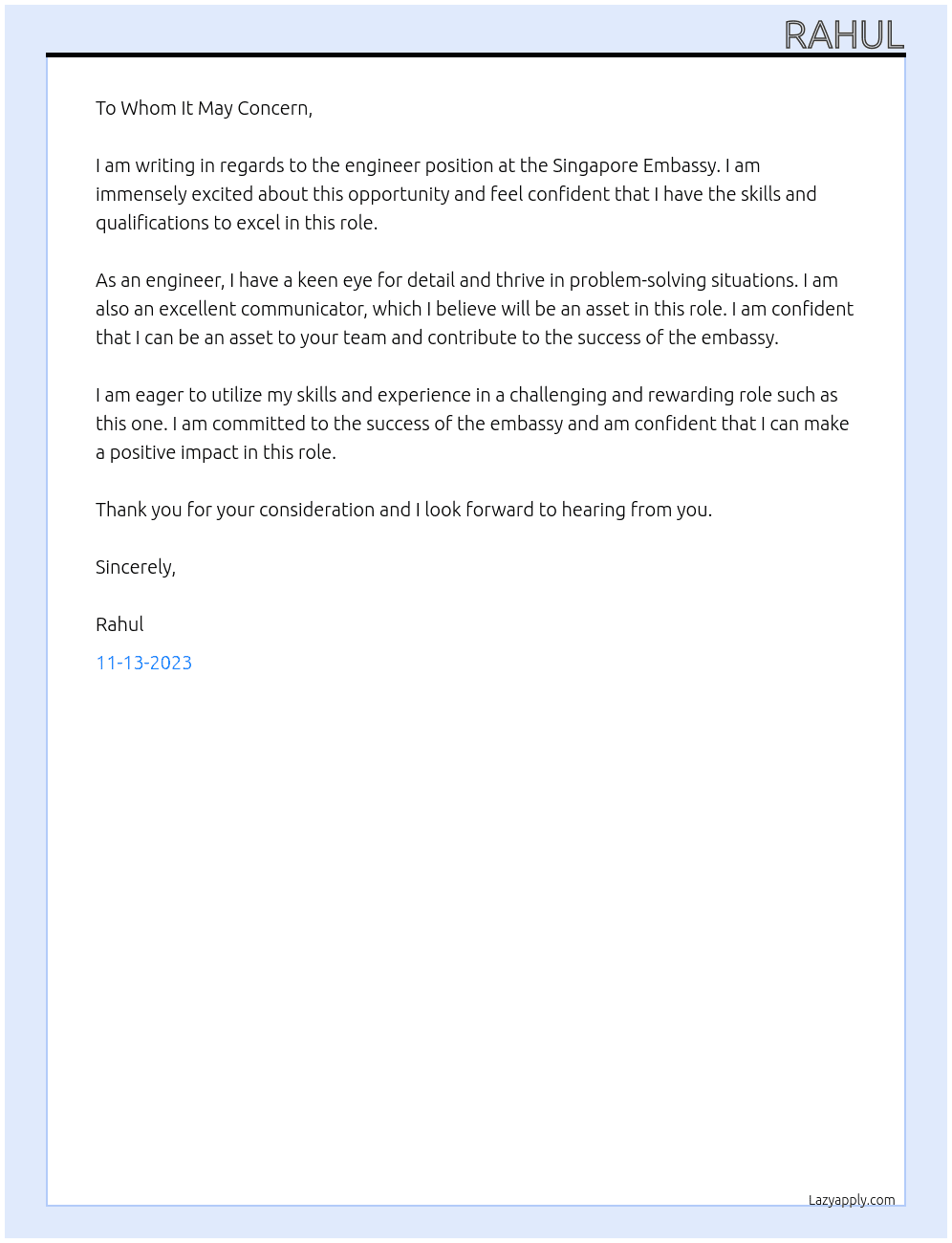 Engineer At NTPC Cover Letter