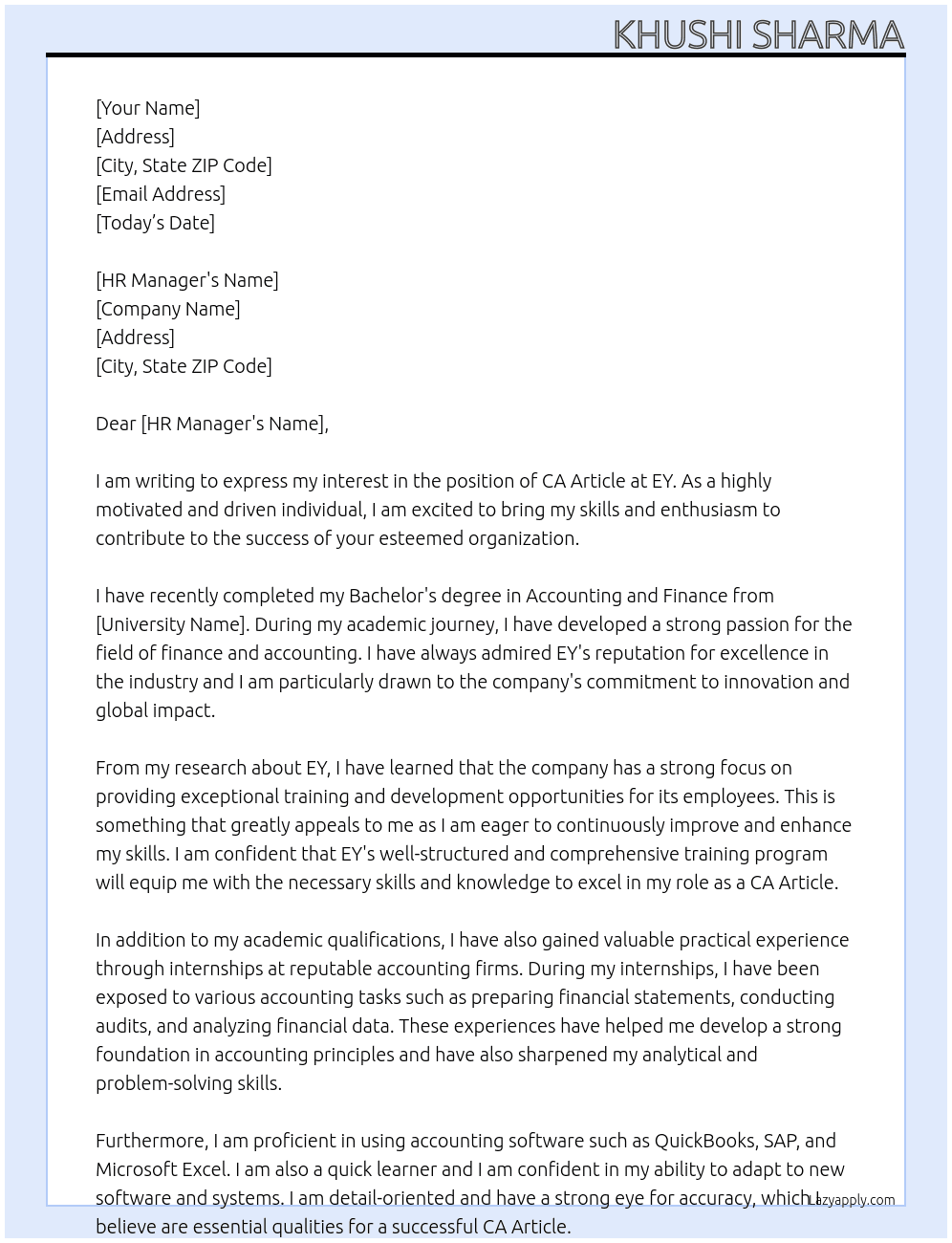 ca article At ey Cover Letter