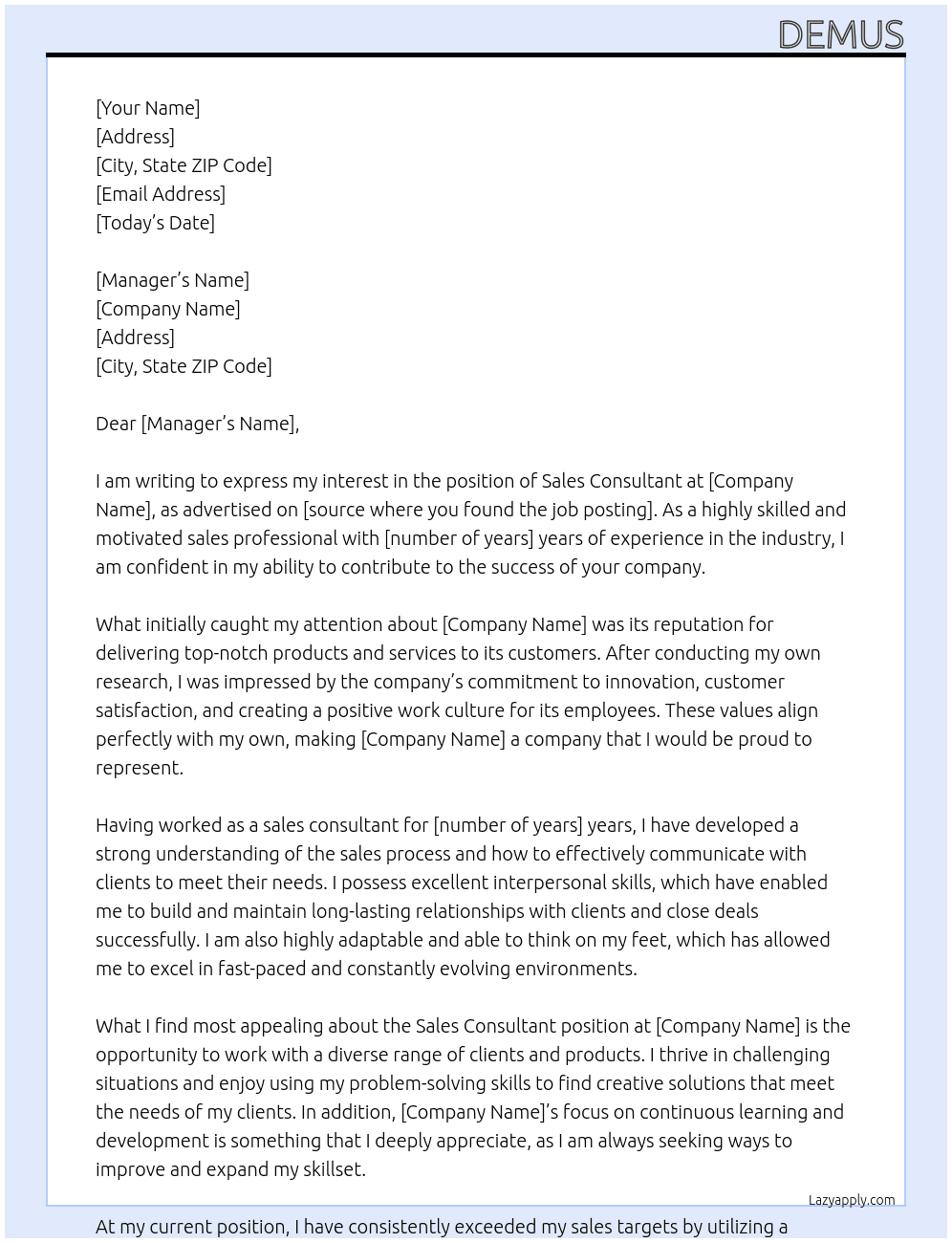 sales Consultant At posty Cover Letter