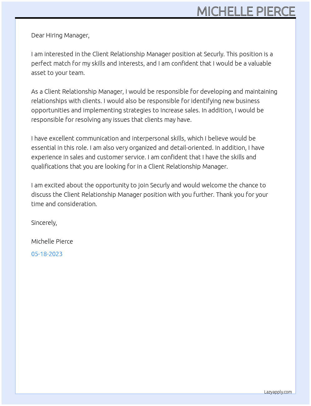 Client relationship Manager At Securly Cover Letter