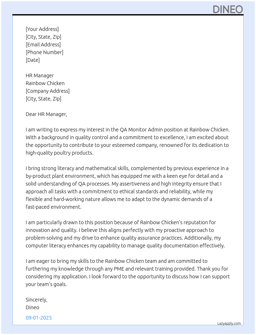 Cover letter for qa monitor admin - LazyApply