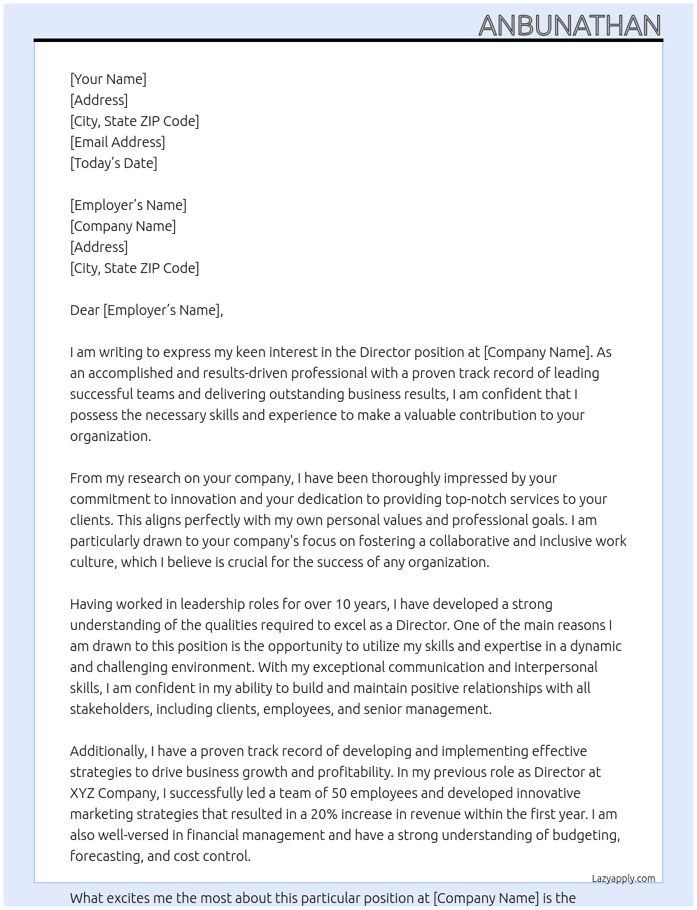 Director At Company Cover Letter