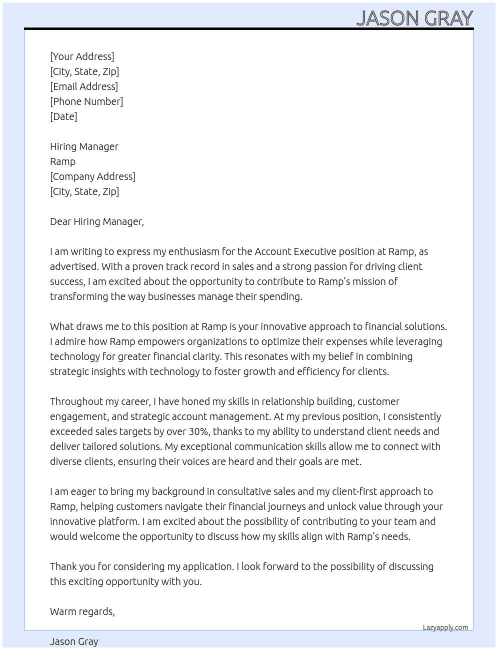 Account Executive At Ramp Cover Letter