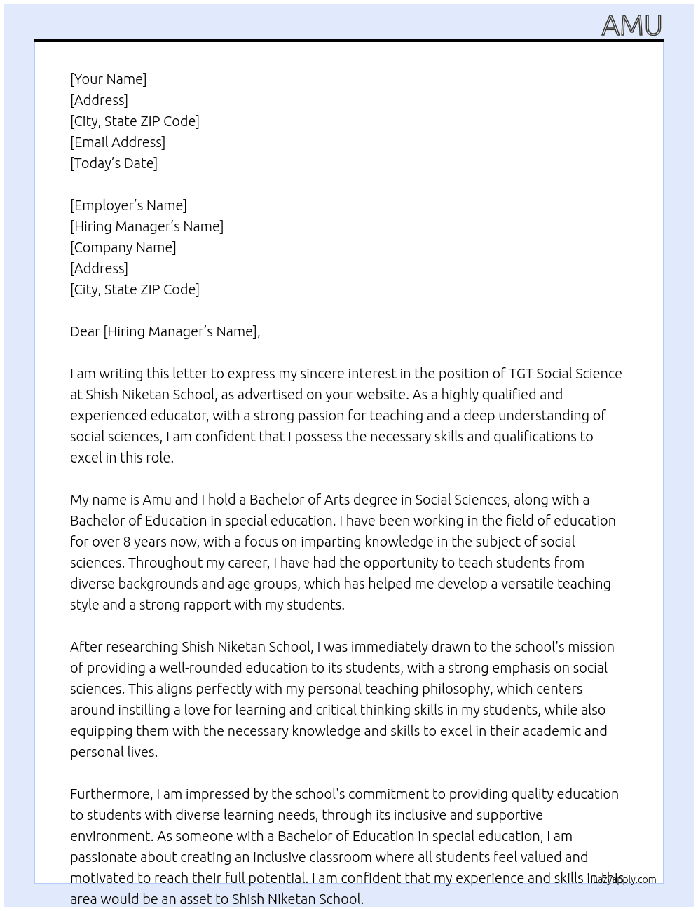 Cover letter for tgt social science - LazyApply