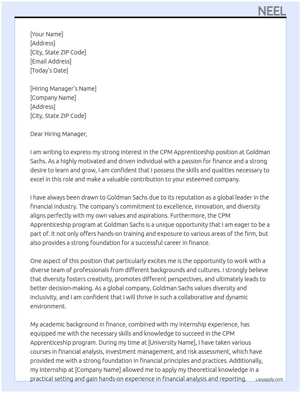 Cover letter for cpm  apprenticeship - LazyApply